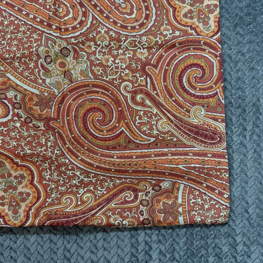 Pottery Barn Paisley Throw Pillow Cover 20x20 Rust Orange Linen Cotton 2009